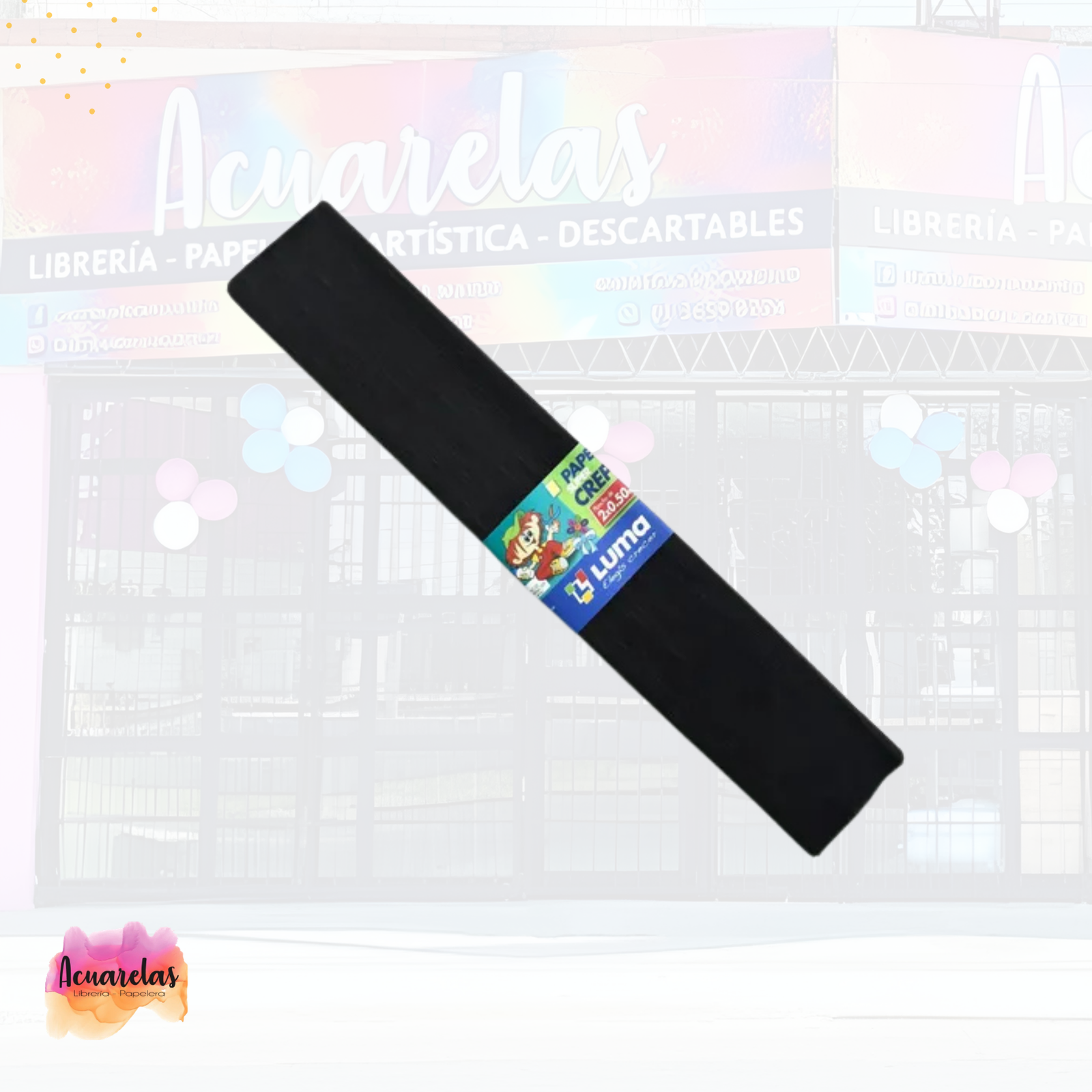 Papel crepe Luma Liso Negro