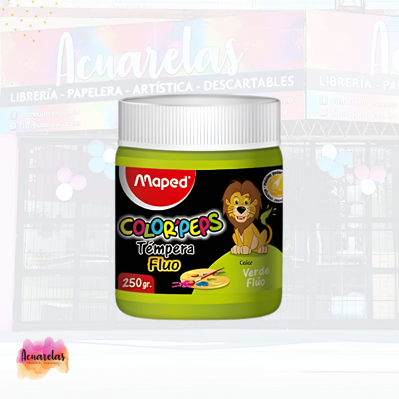 Tempera pote x 250 grs Flúo Colorpeps Maped Verde
